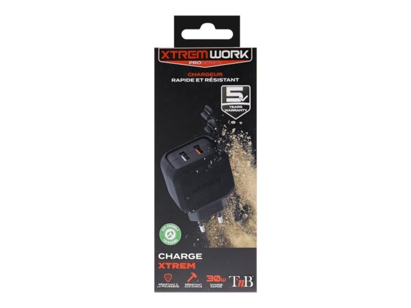 TNB XTREMWORK 30W Mains 2 USB Charger Black
