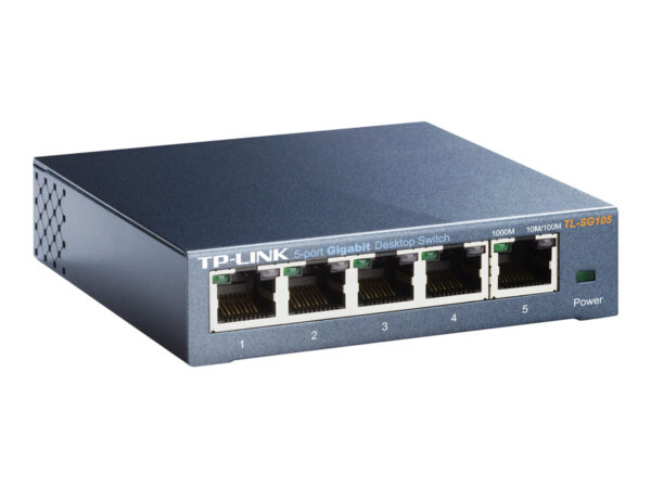 TP-LINK 5-port Metal Gigabit Switch 5 10/100/1000M RJ45 ports supports GMP Snooping IEEE 802.1p QoS Plug and Play metal case