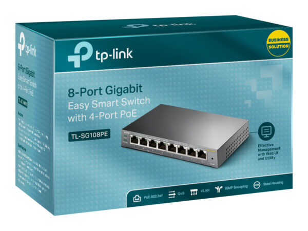 TP-LINK 8-Port Gigabit Desktop PoE Easy Smart Switch, 8 Gigabit RJ45 Ports inkl. 4 PoE Ports, 55W PoE Gesamtleistung