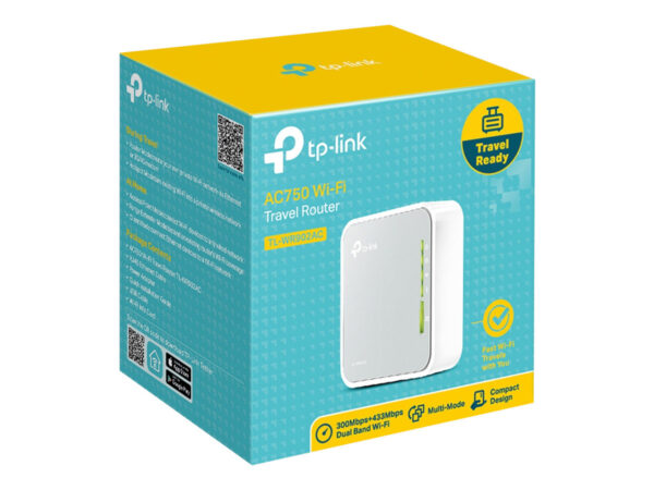 TP-LINK AC750 Dual Band Wireless Mini Pocket Router Qualcomm 2T2R (2.4GHz) 1T1R 5GHz 433Mbps at 5GHz + 300Mbps at 2.4GHz 802.11ac/a