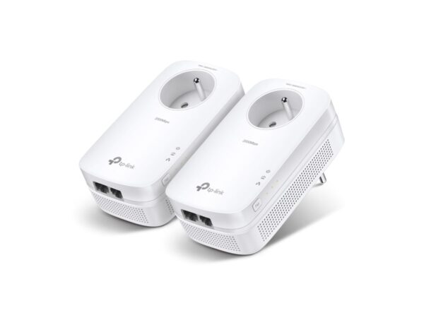 TP-LINK AV2000 2-Port Gigabit Passthrough Powerline Starter Kit 2000Mbps Powerline Data Rate Line-Neutral/Line-Ground 2×2 MIMO 2