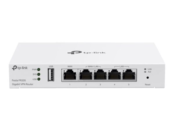 TP-LINK Gigabit VPN Router 1x Gigabit RJ45 WAN Port 2x Gigabit RJ45 WAN/LAN Ports 2x Gigabit RJ45 LAN Ports 1x USB 2.0 Port