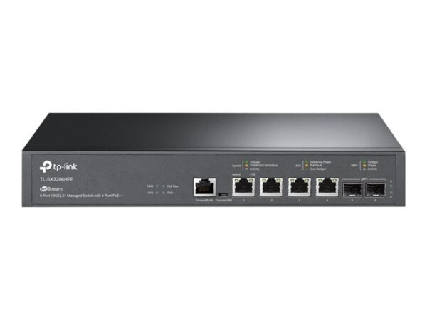 TP-LINK JetStream 4-Port 10GBase-T and 2-Port 10GE SFP+ L2+ Managed Switch with 4-Port PoE++