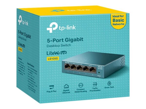 TP-LINK LiteWave 5-Port Gigabit Desktop Switch 5 Gigabit RJ45 Ports Desktop Steel Case