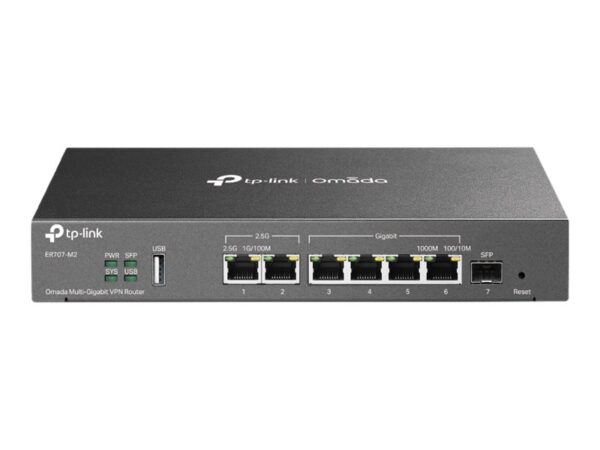 TP-LINK Omada Multi-Gigabit VPN Router 1x 2.5G RJ45 WAN Port 1x 2.5G RJ45 WAN/LAN Port 1x Gigabit SFP WAN/LAN Port 4x Gigabit RJ45
