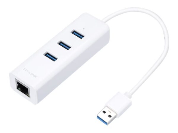 TP-LINK USB 3.0 to Gigabit Ethernet Network Adapter 3-Port USB 3.0 Hub 1 USB 3.0 connector 1 Gigabit Ethernet port 3 USB 3.0 ports