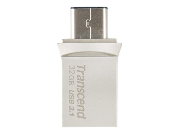 TRANSCEND 32Go Clé USB3.1 Gen 1- On The Go – Type A et C – Argentée