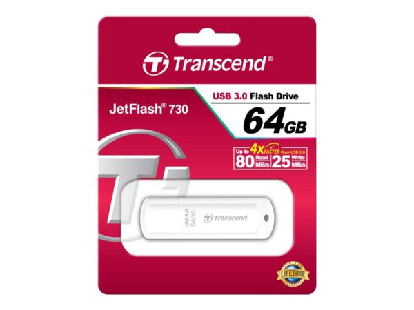 TRANSCEND 64Go Clé USB USB3.1 Gen1 Classique – Blanc