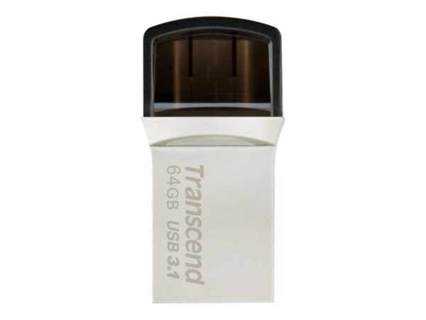 TRANSCEND 64Go Clé USB3.1 Gen 1- On The Go – Type A et C – Argentée