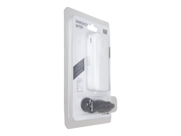 URBAN FACTORY Batterie externe Emergency Battery – 4400 mAh  – Blanc  –  Blister 1 câble