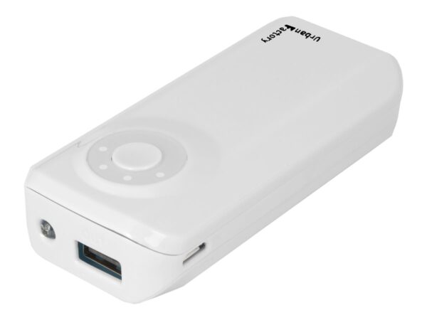 URBAN FACTORY Batterie externe Emergency Battery – 4400 mAh  – Blanc  –  Blister 1 câble