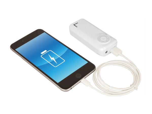 URBAN FACTORY Batterie externe Emergency Battery – 4400 mAh  – Blanc  –  Blister 1 câble