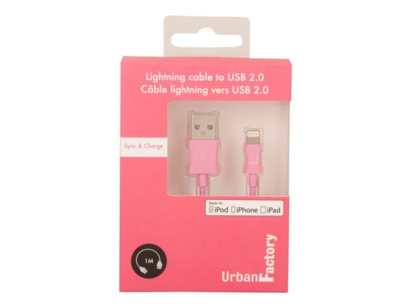 URBAN FACTORY CABLE LIGHTNING MFI 1M ROSE BOITE