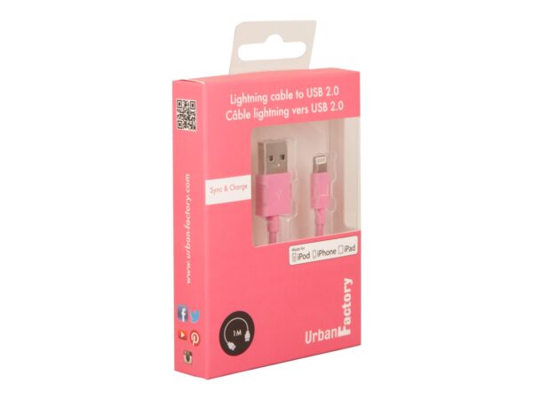 URBAN FACTORY CABLE LIGHTNING MFI 1M ROSE BOITE