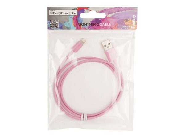 URBAN FACTORY Cable rose pour synchronisation et charge LIGHTNING – 1m – MFI