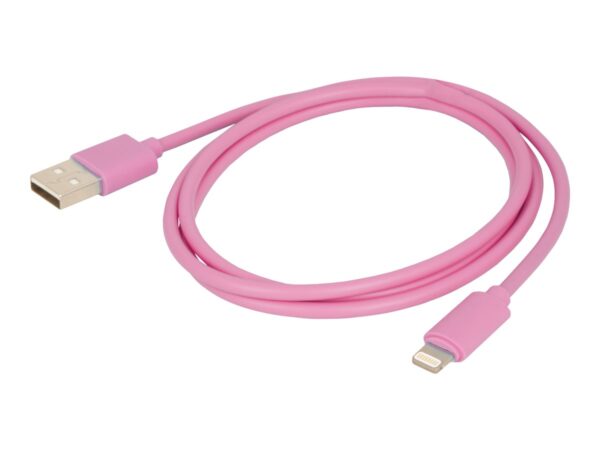 URBAN FACTORY Cable rose pour synchronisation et charge LIGHTNING – 1m – MFI