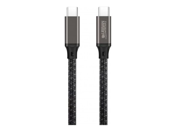 URBAN FACTORY E-Mark USB-C to USB-C cable 2m Over-molded head with a space gray aluminum finish E-Mark standard