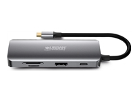 URBAN FACTORY Hubee 8in1 USB-C Hub With 3 USB-A / 1 4K HDMI / 1 RJ45 / 2 Card Readers And 1 USB-C 100W Pd