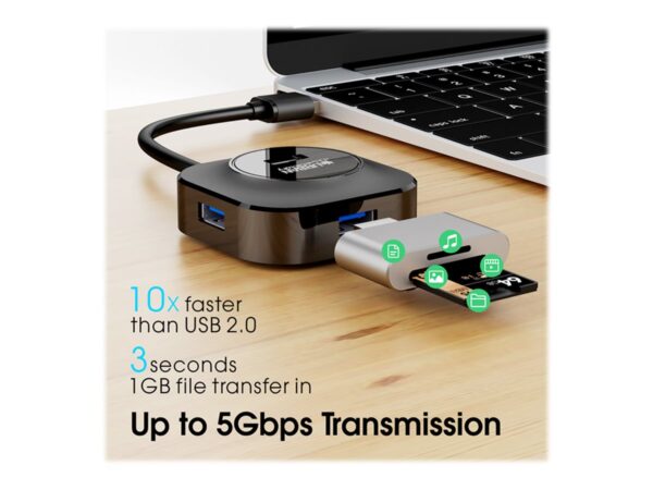 URBAN FACTORY MINEE: 4-Port Usb 3.0 Hub Black