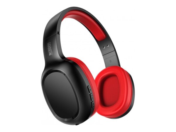 URBAN FACTORY Movee On-Ear Headphones Bluetooth 5.1 Rechargeable – Black/Red
