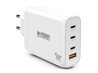 URBAN FACTORY Powee Gan Charger USB-C 100W – 3 Port Usb-C 65W + 1 Port Usb-A 18W Fast Charge