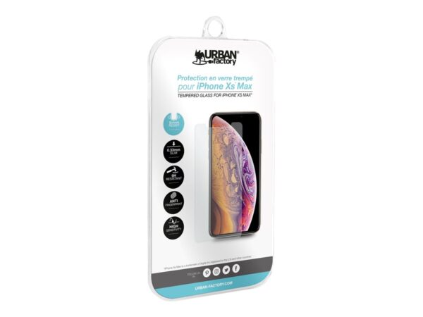 URBAN FACTORY Protection d écran en verre trempé pour iPhone XS Plus 2D