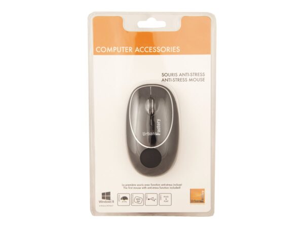 URBAN FACTORY Souris Mémoire de forme – Noire – filaire USB2.0