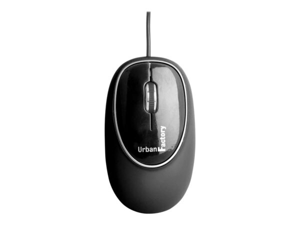 URBAN FACTORY Souris Mémoire de forme – Noire – filaire USB2.0