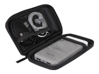 URBAN FACTORY Travel Kit with 3 MFI head cable – in-ear headphones – 5000mAh powerbank and carrying pouch