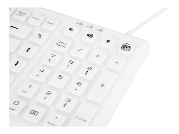 URBAN FACTORY USB wired keyboard ABS silicone White Antimicrobial treatment QWERTY