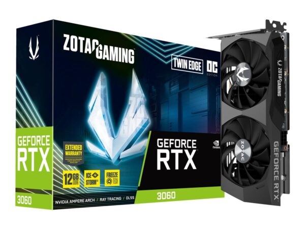 ZOTAC GAMING GeForce RTX 3060 Twin Edge OC 12Go GDDR6 192bit 3xDisplayPort + HDMI 192bit memory bus PCI Express 4.0 16x